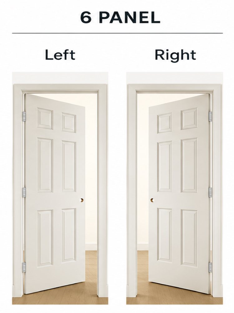6-panel door shown left-hand and right-hand